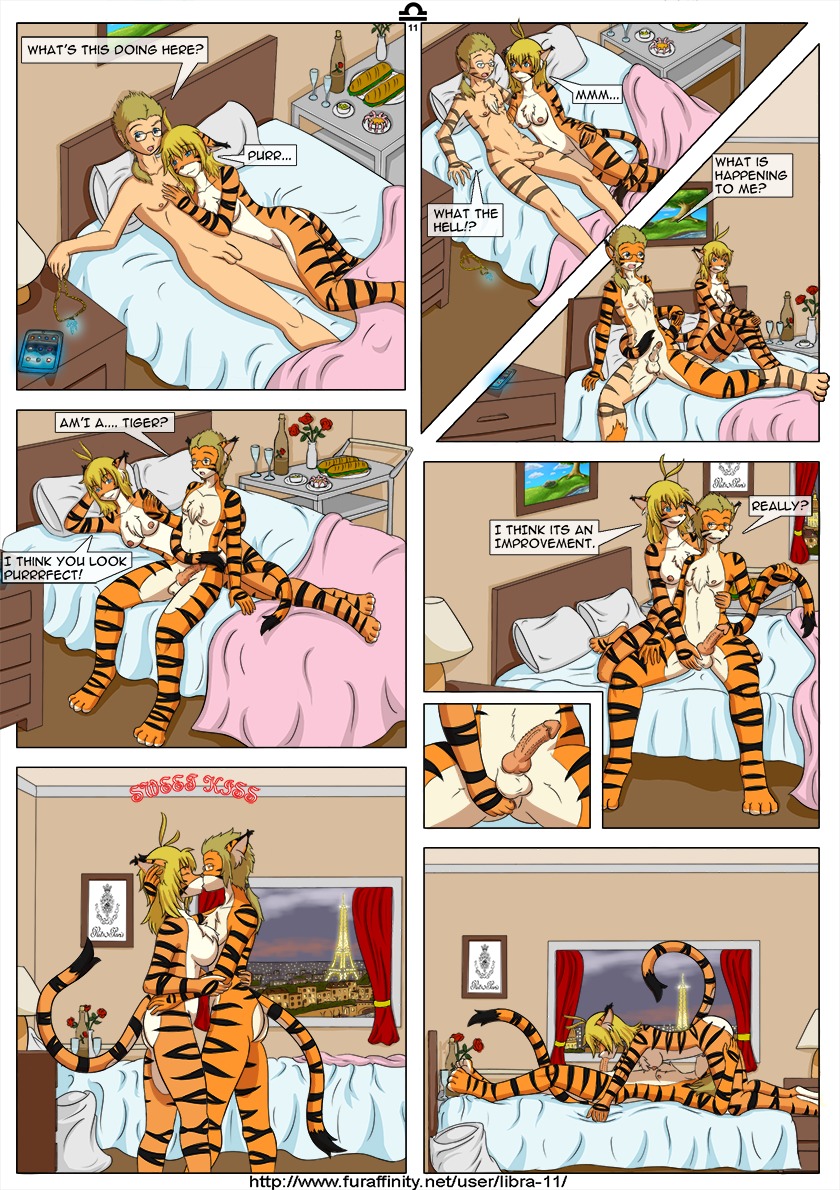 69 anthro balls bed breasts comic erection feline female fur furry jewelry libra-11 male nipples nude oral_sex penis pussy rule34 sex tiger transformation
