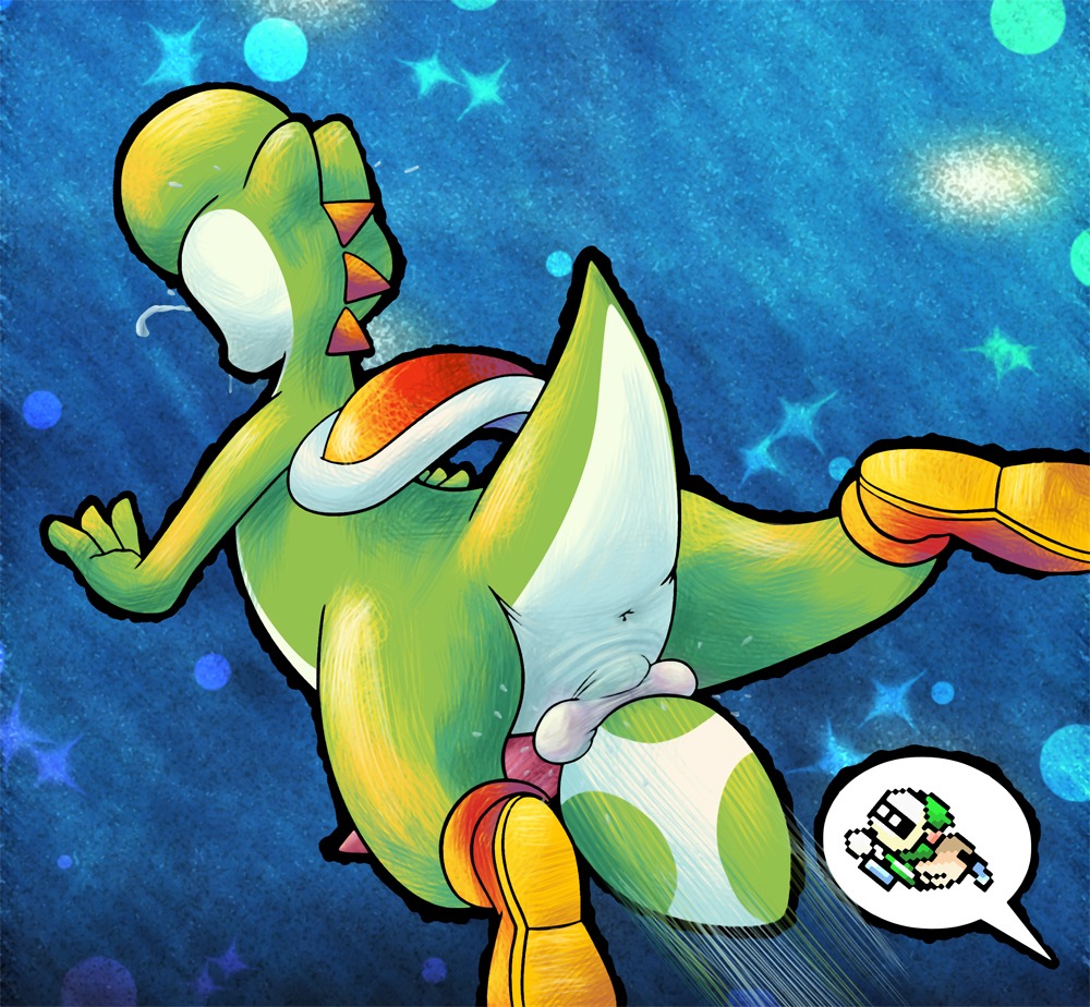 balls egg male male_only mario_(series) nintendo penis rule34 shy_guy yoshi yoshi's_island