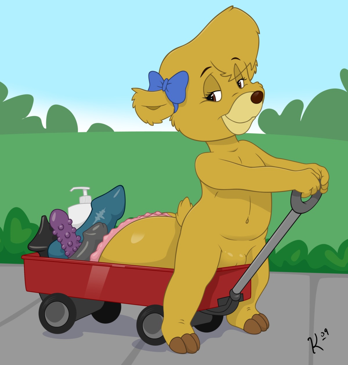 2009 anthro bear cub dildo disney female female_only fur furry hyper hyper_genitalia hyper_pussy mammal molly_cunningham outdoors outside pussy rule34 sex_toy solo special_k tagme talespin wagon young