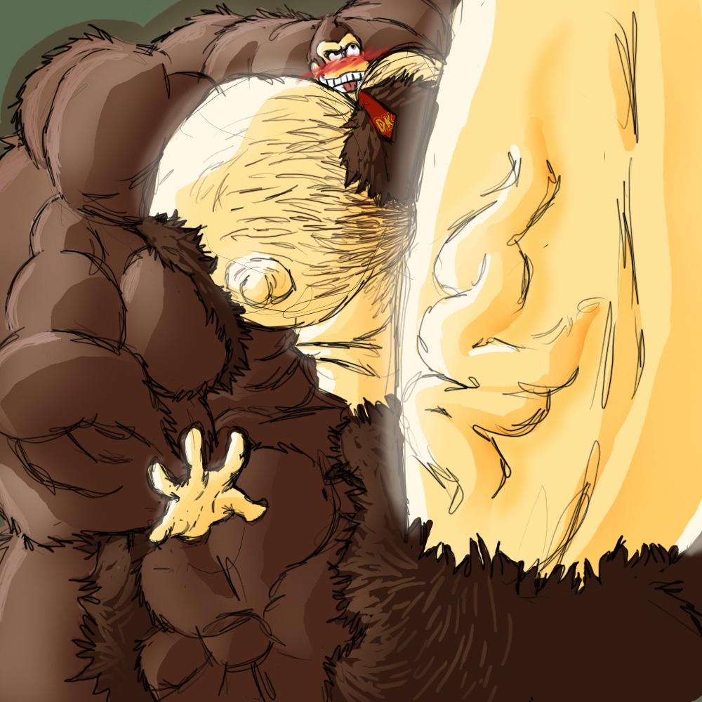color donkey_kong donkey_kong_(series) furry hyper kong male male_only muk100 nintendo rule34 solo what