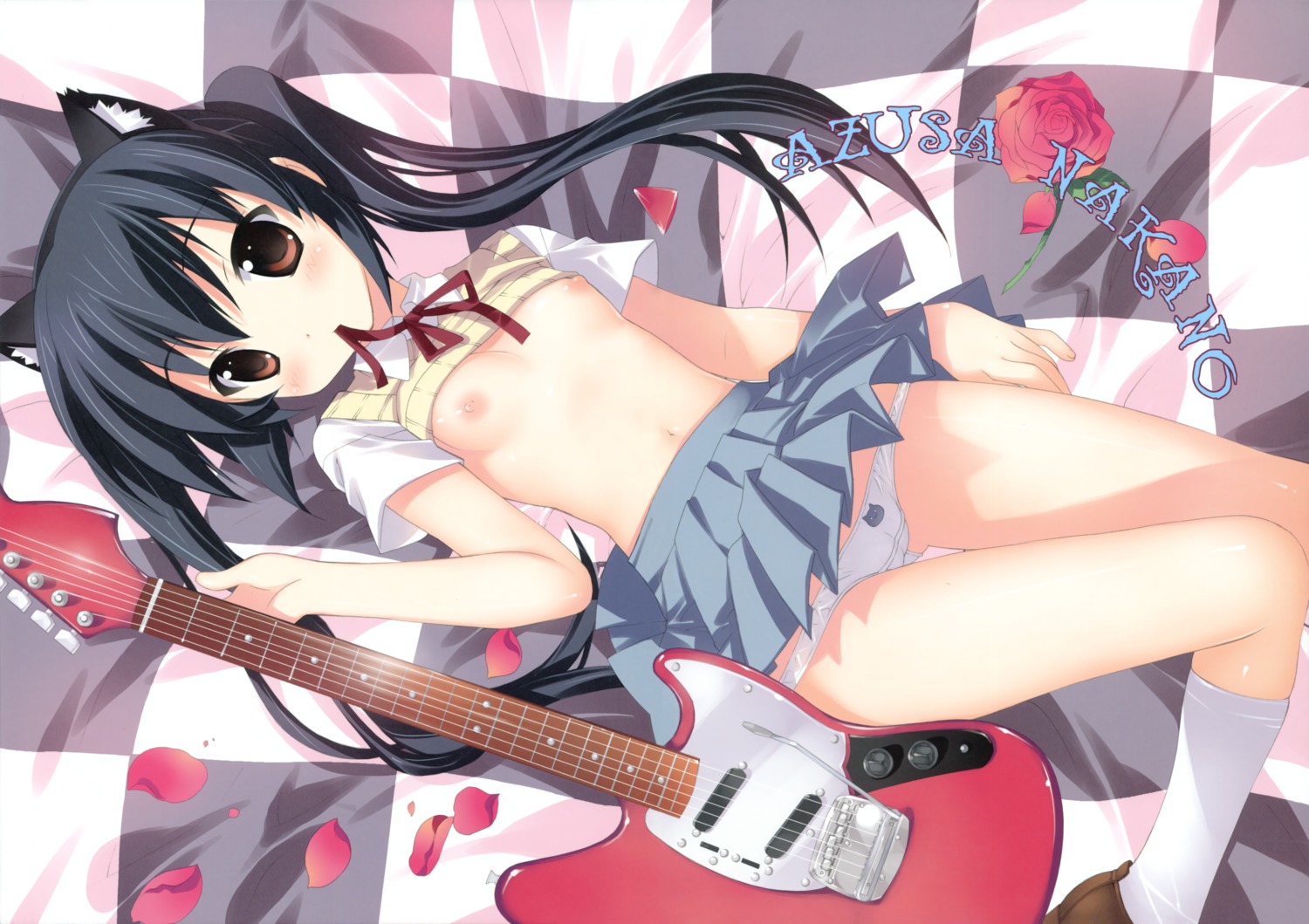 1girls azusa_nakano_(k-on!) cameltoe character_name essentia female female_only fixed fujima_takuya human human_only k-on! nekomimi nipples oppai panties pussy rule34 school_uniform shirt_lift solo