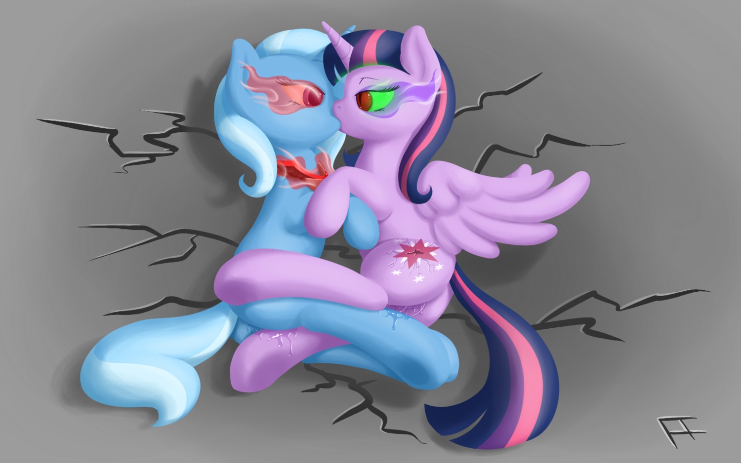 16:10 bodily_fluids cum digital_media_(artwork) duo e621 equid equine fearingfun feathered_wings feathers female female/female feral feral_on_feral friendship_is_magic fur genital_fluids green_sclera hair hasbro hi_res horn kiss_on_lips kissing lying mammal multicolored_hair my_little_pony mythological_creature mythological_equine mythology on_side pupils purple_body purple_fur purple_hair red_eyes slit_pupils tail trixie_(mlp) twilight_sparkle_(mlp) two_tone_hair unicorn vaginal_fluids widescreen wing_boner winged_unicorn wings