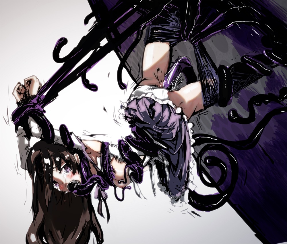 1girls akemi_homura arched_back artist_request ass blush breasts brown_hair clothed_sex clothing female from_behind helpless long_hair magical_girl mahou_shoujo_madoka_magica open_mouth oral panties panties_aside pantyhose penetration purple_eyes pussy pussy_juice rape restrained restrained_by_tentacles rule34 skirt skirt_lift slime slime_monster small_breasts source_request spread_legs stripped_by_tentacles suspended_via_tentacles tears tentacle tentacle_in_mouth tentacle_in_pussy tentacle_sex tentacles_around_wrists tentacles_on_breasts torn_clothes underwear vaginal_penetration