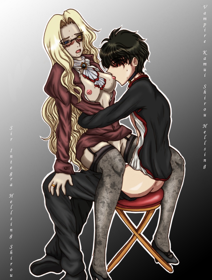 1boy female hellsing integra_hellsing kamui_shirou male rule34 sir-integra-shirou tsubasa_chronicle