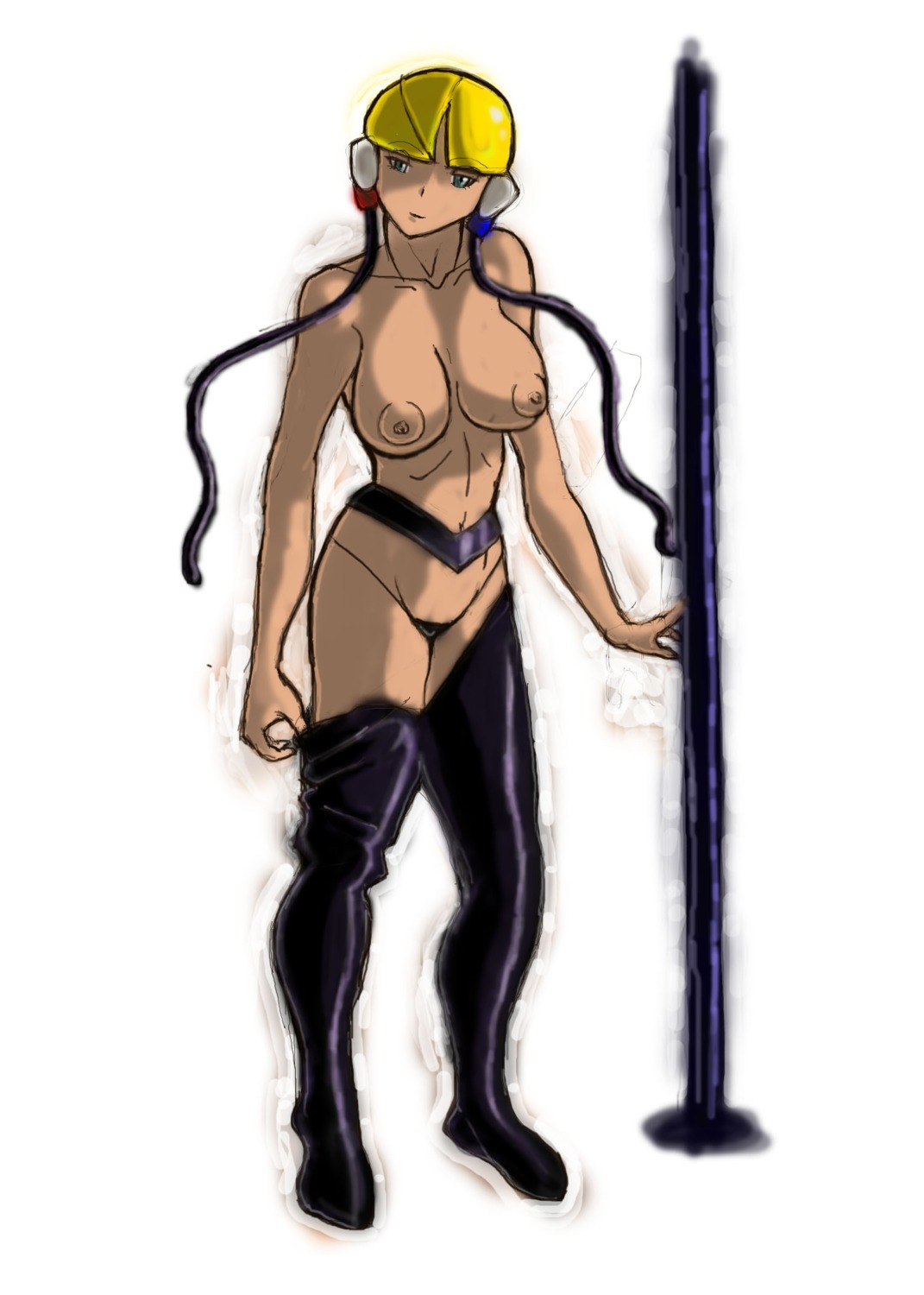 1girls breasts color elesa_(pokemon) exposed_breasts female female_only human pokemon rule34 solo
