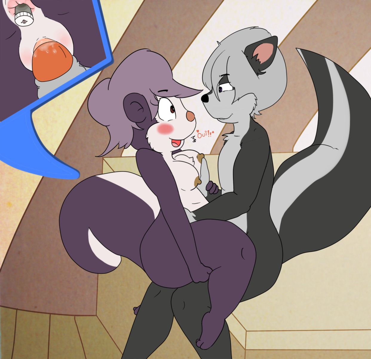 anal anthro breasts female fifi_la_fume frazzlebot lotus_position male nude open_mouth penis pussy rule34 sex side_view skunk straight tiny_toon_adventures toony