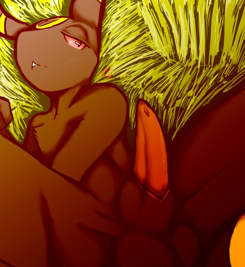 anthro balls color eeveelution fur furry generation_2_pokemon grass lying male male_only nintendo nude on_back penis pokemon pokemon_(species) rule34 solo tagme testicles umbreon