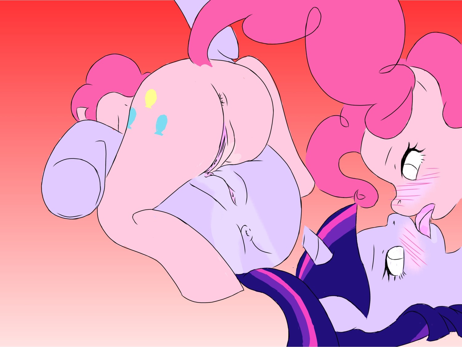 anonthemust earth_pony equine female friendship_is_magic horse my_little_pony pinkie_pie_(mlp) pony rule34 smooth_skin tail twilight_sparkle_(mlp) unicorn