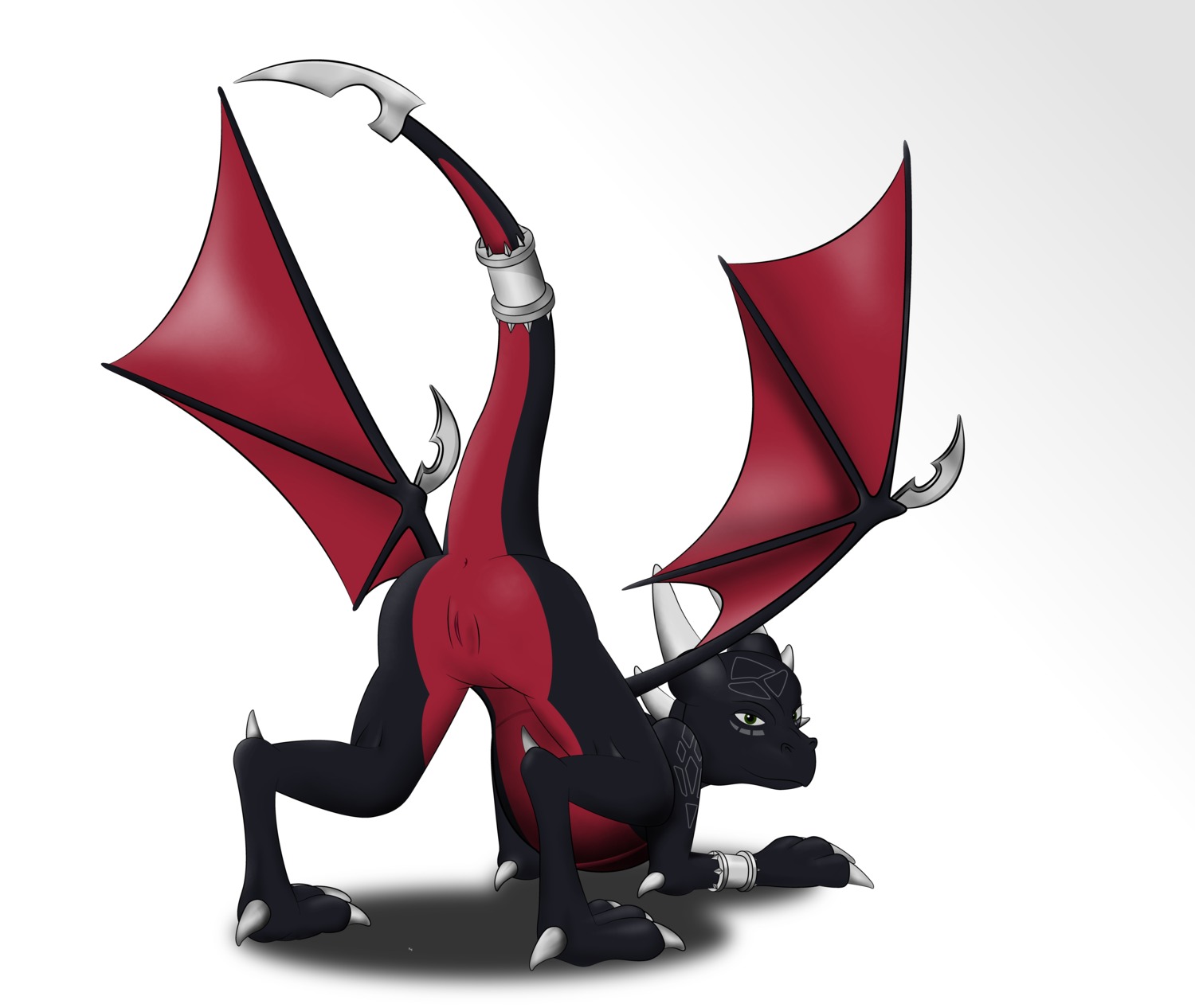 6_horns absurd_res activision all_fours anus bent_over black_body butt claws countershading cynder digital_media_(artwork) digitigrade dragon e621 european_mythology female feral genitals green_eyes hi_res horn jewelry looking_at_viewer magenta_body magenta_scales membrane_(anatomy) membranous_wings multi_horn multicolored_body mythological_creature mythological_scalie mythology nude presenting presenting_hindquarters raised_tail red_body reptile scales scalie simple_background solo spiked_tail spikes spikes_(anatomy) spyro_the_dragon tail the_legend_of_spyro two_tone_body unknown_artist ventral_scales vulva western_dragon white_background white_horn wing_claws wings