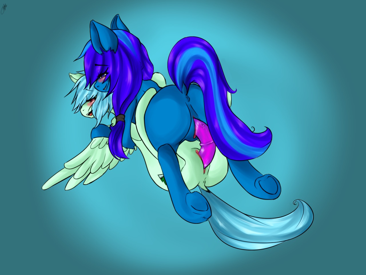 4:3 dildo double_dildo duo e621 equid equine female female/female feral genitals hasbro horse mammal my_little_pony penetration pony saphazure sex_toy simple_background tail unknown_artist vaginal vulva wintergreen