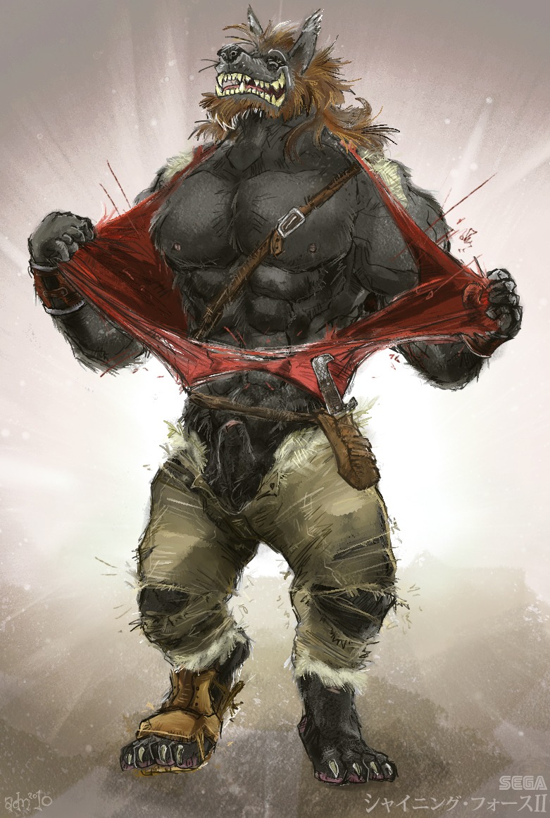anthro clothing front_view gerhalt male male_only rule34 sega shining_(series) shining_force shining_force_ii solo tagme wolfman