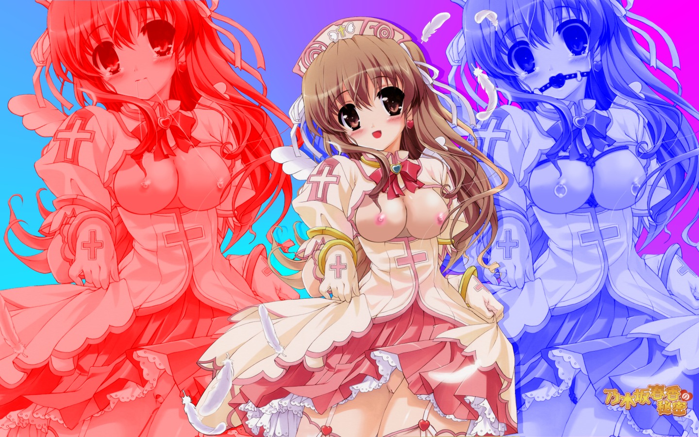 1girls blush breasts brown_hair female long_hair nipples nogizaka_haruka nogizaka_haruka_no_himitsu nude nude_filter pussy rule34 skirt smile solo uncensored upskirt wallpaper