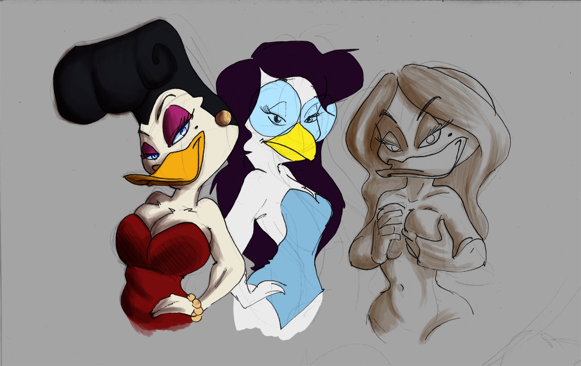 bird darkwing_duck disney duck ducktales featherika_von_strangeduck feathers_galore female frothinglizard rough_sketch rule34 sarah_bellum