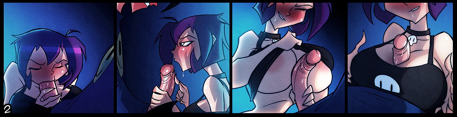 1boy 1girls aged_up areolae bigdad breasts brother_and_sister cleavage clothing comic darnact dib_membrane erect_nipples fellatio female gaz_membrane goth human incest invader_zim male nickelodeon nipples oral page_2 paizuri pale_skin rule34 straight thicc_gaz