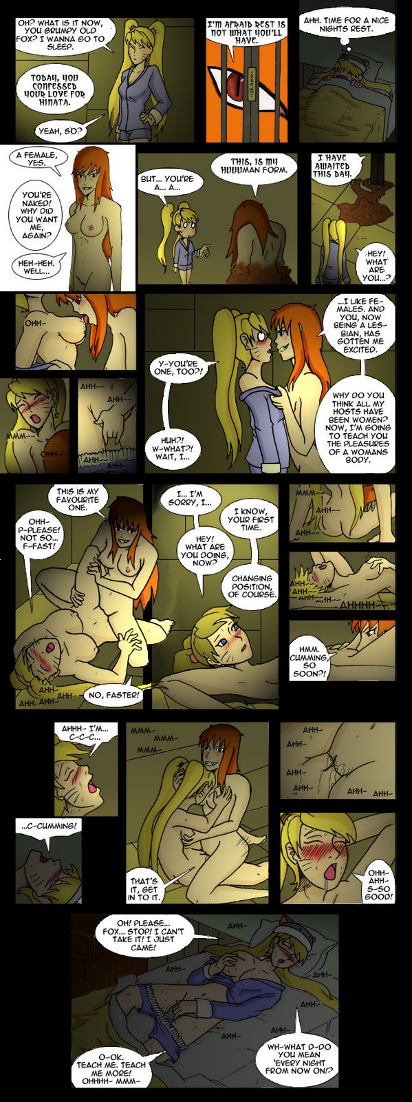 2girls big_breasts blonde_hair blue_eyes blush breasts canon_genderswap comic demon demon_girl female female_kurama_(naruto) fox_girl hair human humanized humanoid kurama kyuubi masturbation mattwilson83 multiple_females multiple_girls naruko naruto naruto_(series) red_hair rule34 rule_63 sexy_no_jutsu sleep smile tied_hair tribadism twintails uzumaki_naruto wet_dream yuri