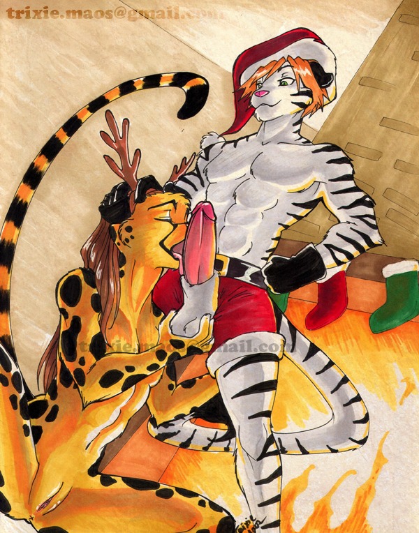 abs andromorph andromorph/male animal_genitalia anthro anthro_on_anthro antlers anus ball_fondling balls belt black_markings bottomwear brown_hair cet cheetah christmas christmas_clothing christmas_headwear clothed clothing crouching distracting_watermark duo dutch_angle e621 erection eyes_closed felid feline fellatio fire fireplace fondling fur genitals glans gloves green_eyes hair handwear hat headgear headwear holidays horn humanoid_genitalia humanoid_penis inside intersex intersex/male leucistic licking long_hair low-angle_view male mammal markings muscular nude open_bottomwear open_clothing open_mouth open_pants oral orange_hair pantherine pants penile penis penis_lick penis_poking_out penis_through_fly pink_glans pink_penis santa_hat sex sheath sheath_through_fly short_hair silverkun simple_background spots spread_legs spreading standing stripes tail tiger tongue tongue_out topless trixie_maos vulva watermark white_balls white_body white_fur yellow_body yellow_fur
