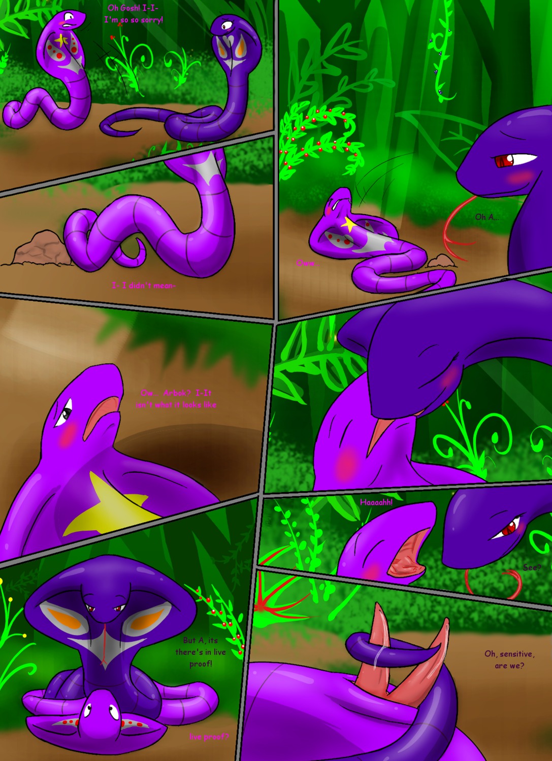 2012 2_penises a_(livinlovindude) animal_genitalia animal_penis arbok arbok_(livinlovindude) blush bodily_fluids cloaca cloacal_penis comic duo e621 erection fan_character female feral generation_1_pokemon genital_fluids genitals grey_eyes hemipenes hi_res kissing livinlovindude lying male multi_genitalia multi_penis nintendo on_back open_mouth outside penis pokemon pokemon_(species) precum prehensile_tail red_eyes reptile scalie sex snake tail tail_around_penis tail_fetish tail_play tail_sex tailjob