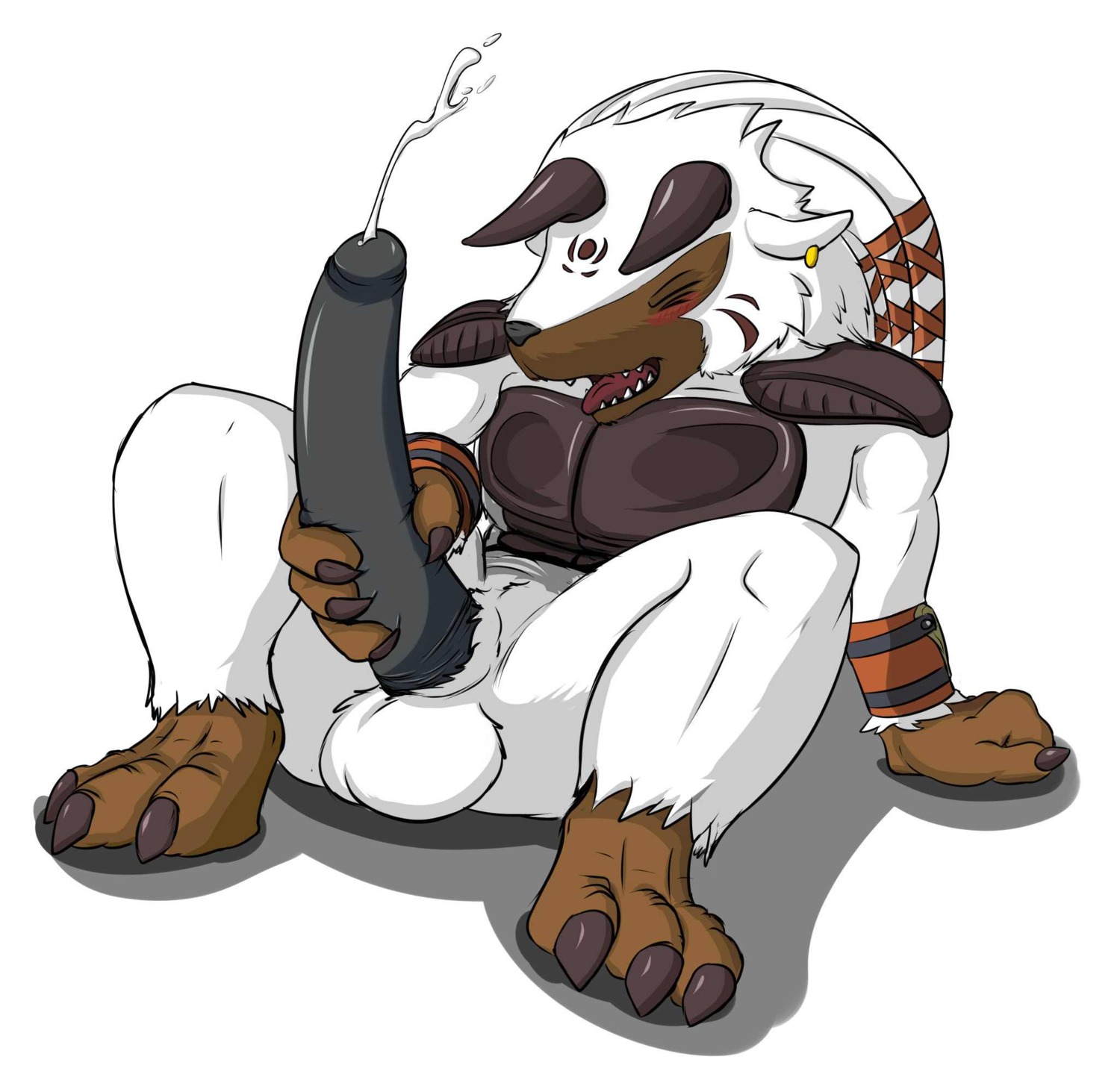 2013 3_toes 4_fingers animal_genitalia anthro armor balls bandai_namco big_balls big_penis biped black_nose black_penis blush bodily_fluids claws cum cumshot digimon digimon_(species) digital_media_(artwork) e621 ejaculation emenius erection eyes_closed feet fingers genital_fluids genitals hi_res horn huge_penis korikakumon long_penis male masturbation nude open_mouth orgasm penile penile_masturbation penis sheath simple_background sitting solo spread_legs spreading toe_claws toes tongue tuft white_background