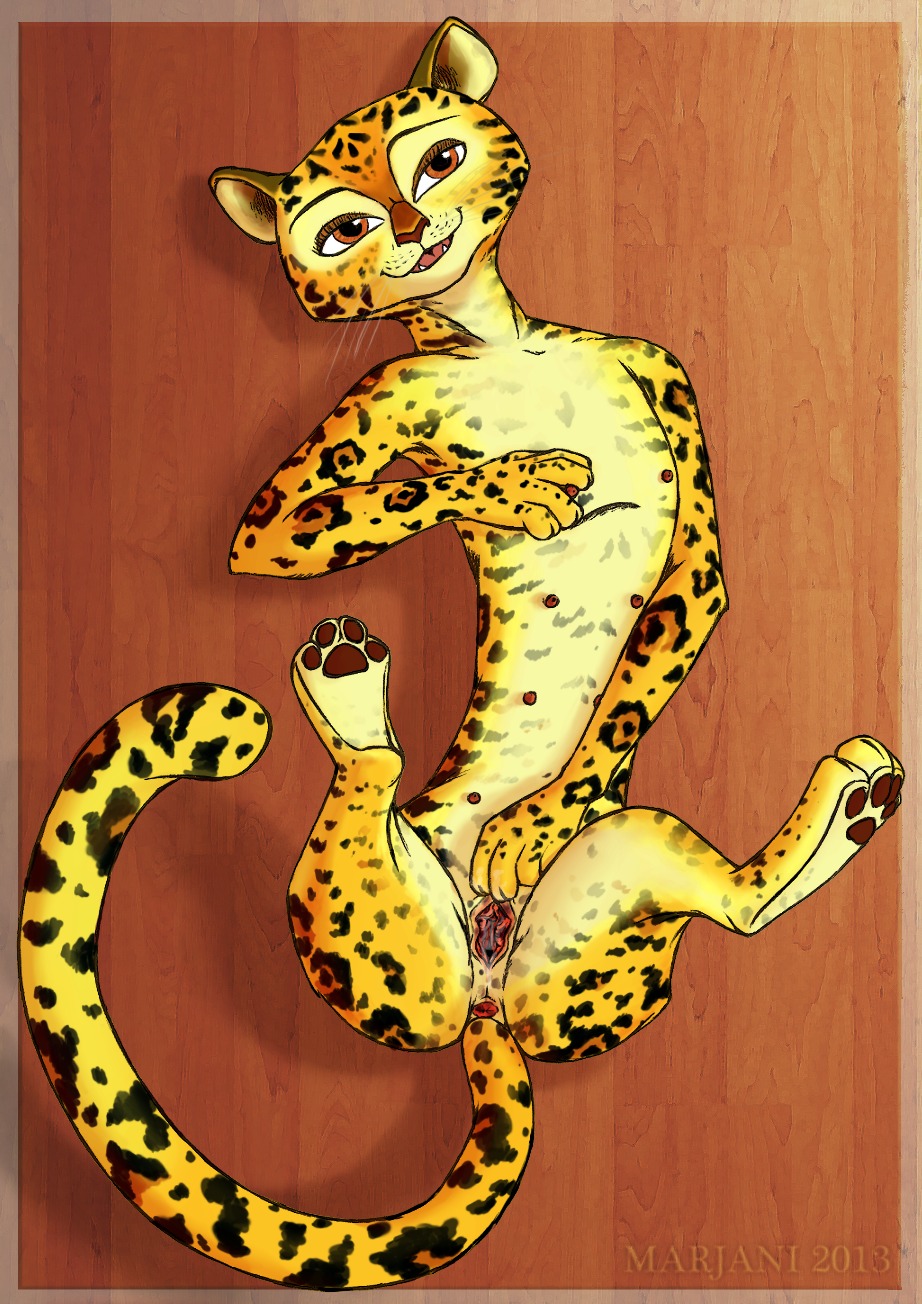 2013 anus breasts dreamworks e621 feet felid female feral genitals gia_(madagascar) hi_res hindpaw jaguar madagascar_(series) mammal marjani multi_nipple nipples pantherine pawpads paws presenting semi-anthro small_breasts solo tail tail_anus vulva wet