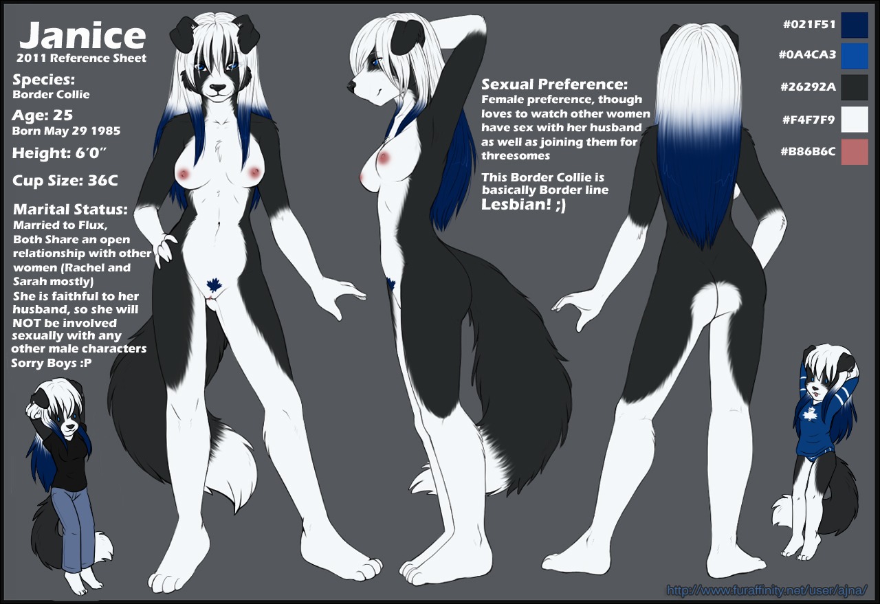1girls 2d ajna anthro bangs black_fur blue_eyes blue_hair border_collie breasts canine clothed color_swatch darkduck64 digital_media dog domestic_dog female female_only full_body fur furry janice_carter long_hair model_sheet multicolored_fur multicolored_hair nipples nude original plantigrade pussy reference_sheet rule34 simple_background solo standing white_fur white_hair