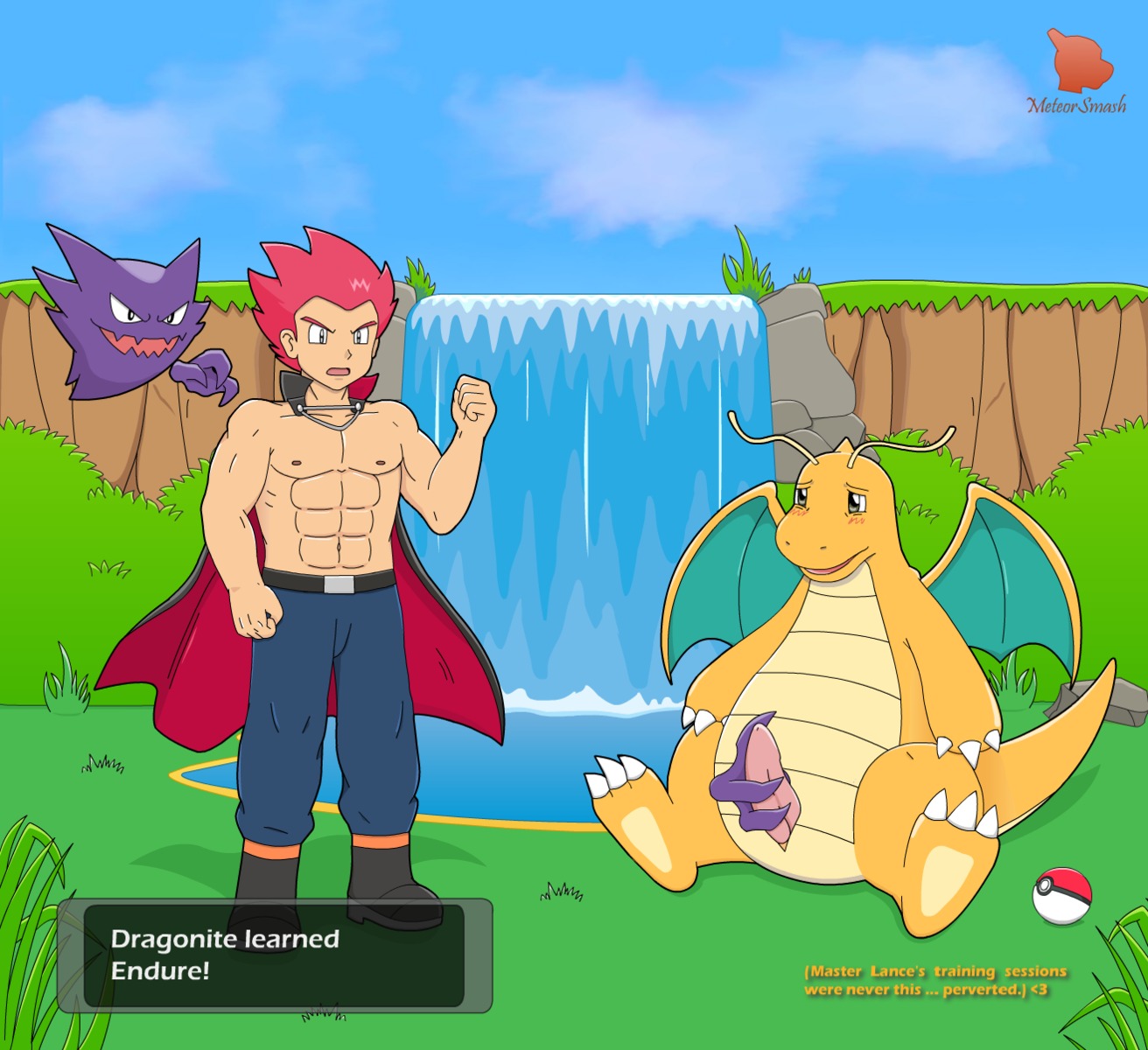 animal_genitalia blush champion cloak clothed clothing cloud dragon dragonite e621 erection feral floating_hands generation_1_pokemon genital_slit genitals ghost grass group handjob haunter hi_res human lance_(pokemon) male male/male mammal membrane_(anatomy) membranous_wings meteorsmash mythological_creature mythological_scalie mythology nintendo orange_body orange_skin outside paws penile penis penis_grab plant pokeball pokemon pokemon_(species) pokemon_champion scalie sex sky spirit standard_pokeball tail topless trainer training water waterfall wings