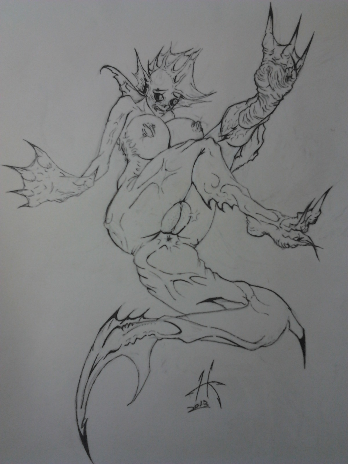2013 3:4 amphibian animal_humanoid anthro aquatic aquatic_humanoid cthulhu_mythos deep_one_(h.p._lovecraft) dragon e621 eldritch_abomination feet female fish fish_humanoid forgemaster18 genitals h._p._lovecraft hi_res hindpaw humanoid hybrid lovecraftian_(genre) membrane_(anatomy) merfolk monochrome monster mythological_creature mythological_scalie mythology paws reptile scalie shark soles solo split_form tail toes traditional_media_(artwork) transformation vulva webbed_feet webbed_hands what_has_science_done