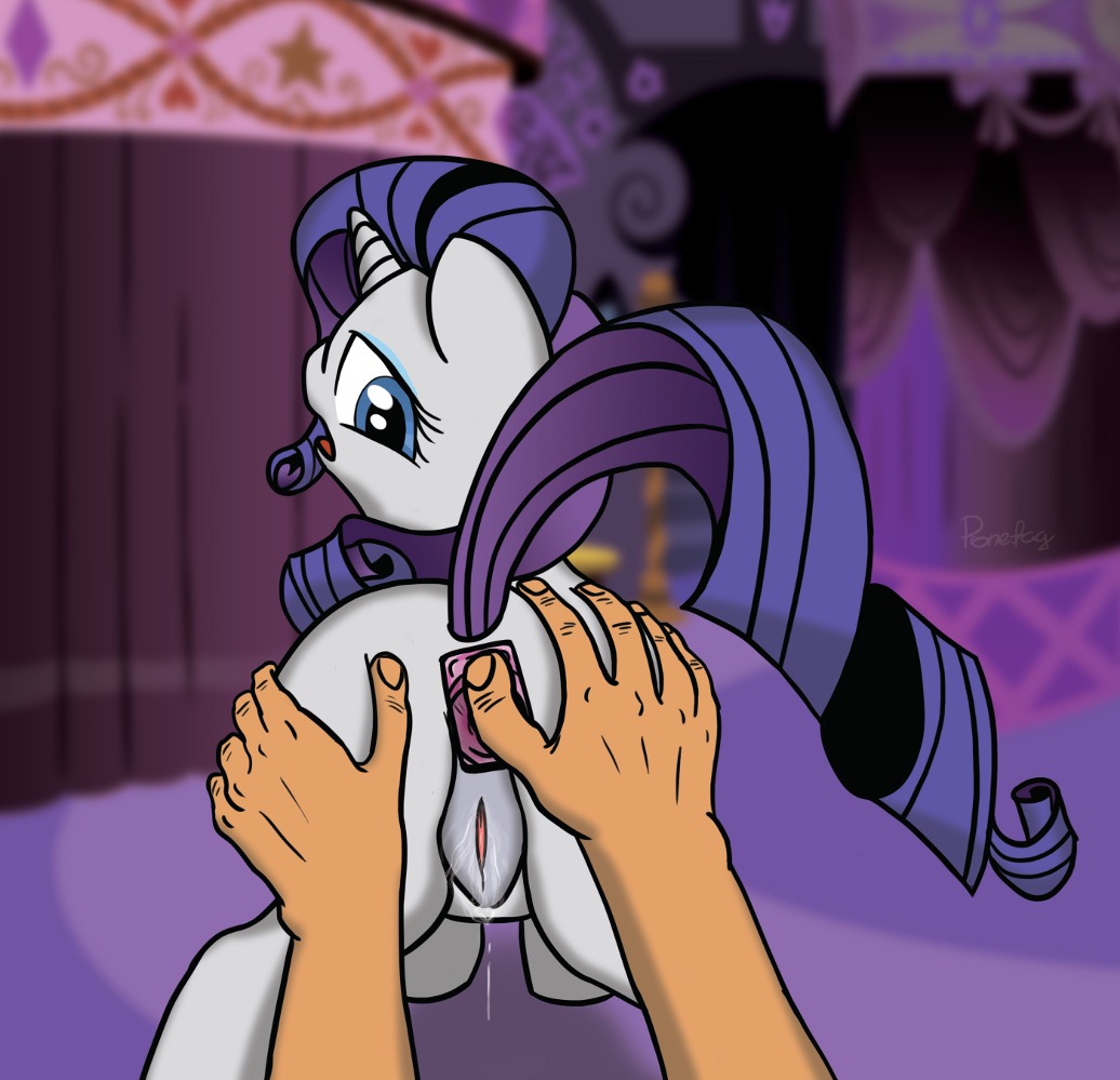 bestiality butt butt_grab buttplug disembodied_hand duo e621 equid equine female feral first_person_view friendship_is_magic genitals hand_on_butt hasbro horn human human_on_feral interspecies looking_at_viewer looking_back mammal my_little_pony mythological_creature mythological_equine mythology plug_(sex_toy) pov_hands raised_tail rarity_(mlp) rear_view sex_toy tail unicorn unknown_artist vulva