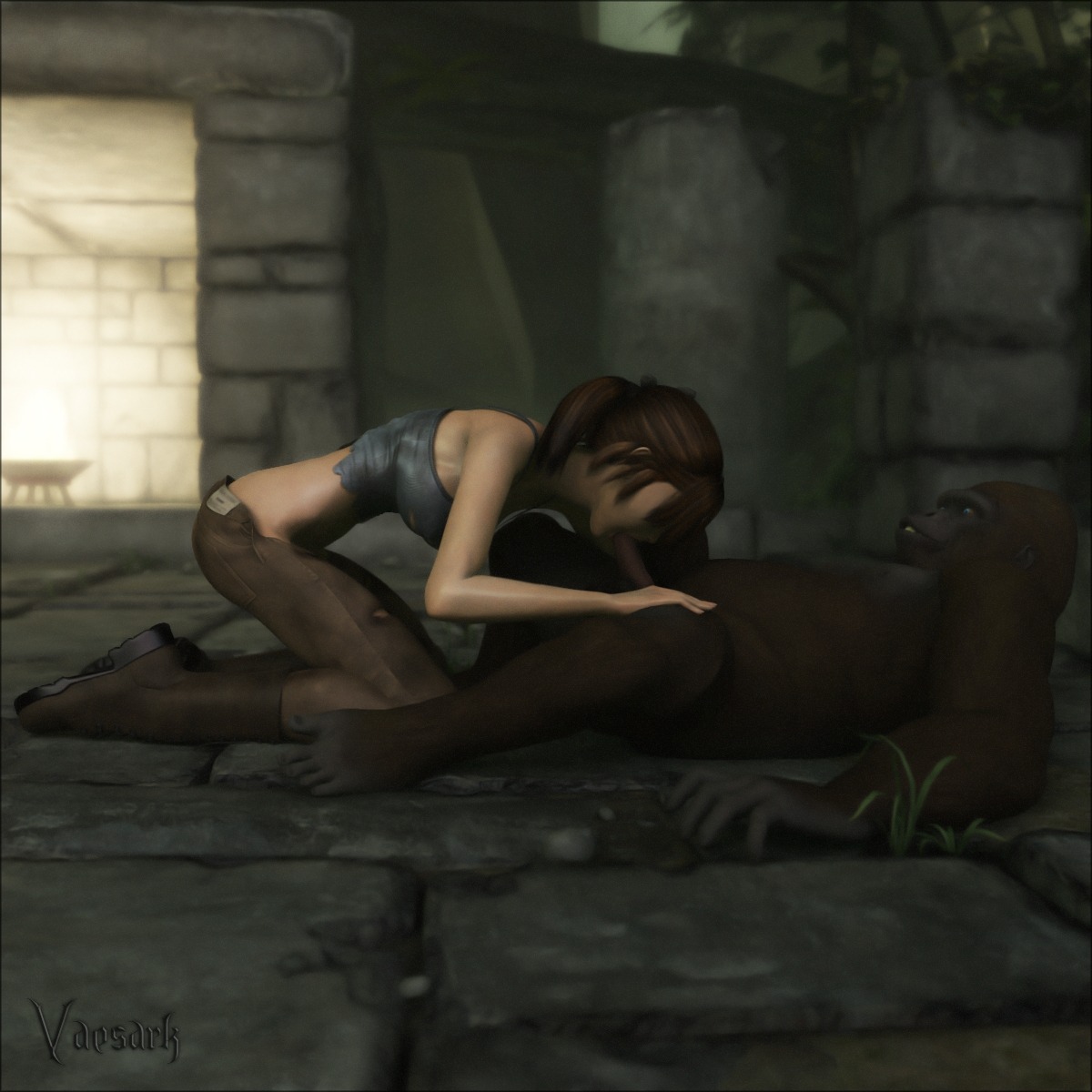 1:1 3d_(artwork) ape bestiality clothed clothing digital_media_(artwork) duo e621 erection feet fellatio female female_on_feral female_penetrated feral feral_penetrating feral_penetrating_human forest genitals gorilla haplorhine hi_res human human_on_feral human_penetrated interspecies jungle lara_croft male male/female male_on_human male_penetrating male_penetrating_female mammal oral oral_penetration penetration penile penis plant prehensile_feet primate realistic_feral sex toes tomb_raider tree vaesark