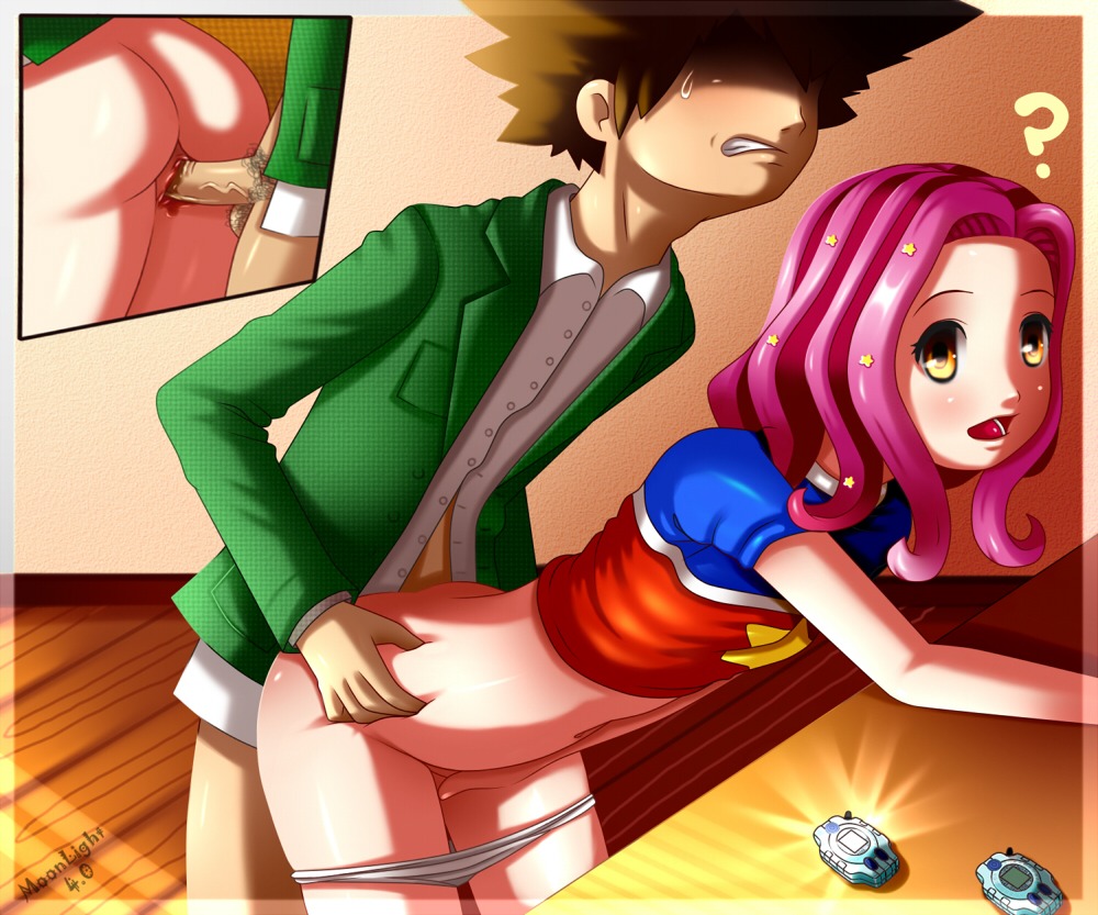 ass bent_over brown_hair clothes color day digimon digivice female hair human indoors insertion male mimi_tachikawa panties penis pink_hair rule34 sex side_view silvermoonlight straight tagme taichi_yagami