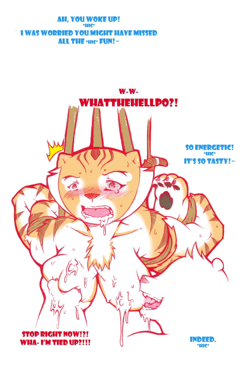 2:3 absurd_res anthro bdsm bear bondage bound breast_grab breasts cold-blooded-twilight comic dialogue dreamworks duo e621 english_text felid female forced giant_panda hand_on_breast hi_res kung_fu_panda male male/female mammal master_po_ping master_tigress nude pantherine rape sex simple_background stripes suspension suspension_bondage text tiger tongue white_background