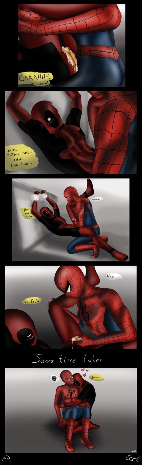 2boys abs afterglow age_difference anal anal_penetration anal_sex arms_above_head artist_request bound bound_wrists ccel clothed_sex comic cum_while_penetrated deadpool dubious_consent embracing_each_other english_text erect_while_penetrated first_anal gay gay_anal gay_domination gay_sex handjob handjob_while_penetrating hearts male male/male male_only marvel marvel_comics orgasm_from_handjob pain_to_pleasure pecs penis peter_parker precum rule34 scar scarring scars sitting_on_lap smooth_skin spandex spider-man spider-man_(series) straight_to_gay tagme text thrusting_into_ass torn_bodysuit torn_clothes torn_clothing uncensored wade_wilson yaoi younger_dom_older_sub younger_penetrating_older