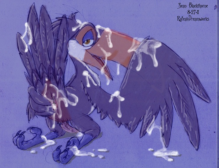 2011 anus avian beak bird blue_sky_studios cum feral furry furry_only gay looking_at_viewer male male_only no_humans rafael_(rio) rio_(film) rough_sketch rule34 sean_blackthorne yellow_eyes