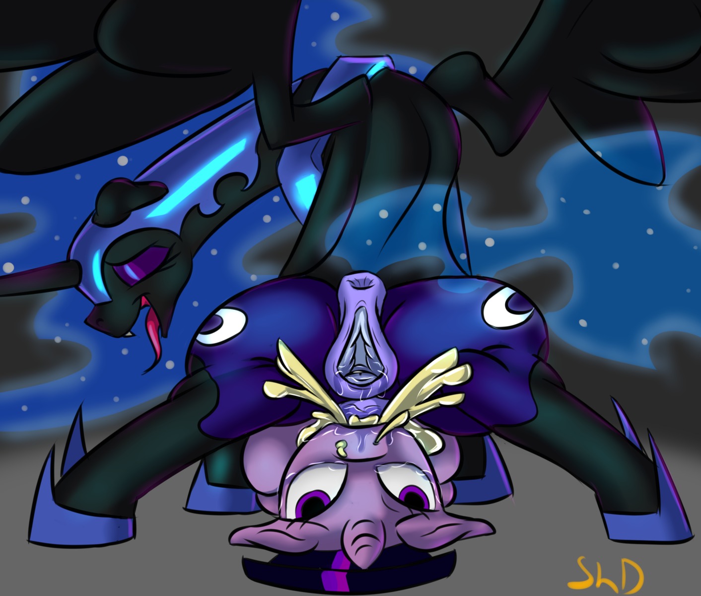 2013 animal_genitalia animal_penis anus black_body black_feathers black_fur bodily_fluids butt cum cum_in_mouth cum_inside cutie_mark duo e621 equid equine equine_genitalia equine_penis eyes_closed fangs feathered_wings feathers fellatio female feral friendship_is_magic fur gaping gaping_vagina genital_fluids genitals hair hasbro herm herm/female herm_feral hi_res horn intersex intersex/female intersex_feral lying mammal multicolored_hair my_little_pony mythological_creature mythological_equine mythology nightmare_moon_(mlp) on_back oral penile penis purple_body purple_eyes purple_fur purple_hair sex shdingo tears teeth twilight_sparkle_(mlp) two_tone_hair unicorn vaginal_fluids vulva winged_unicorn wings