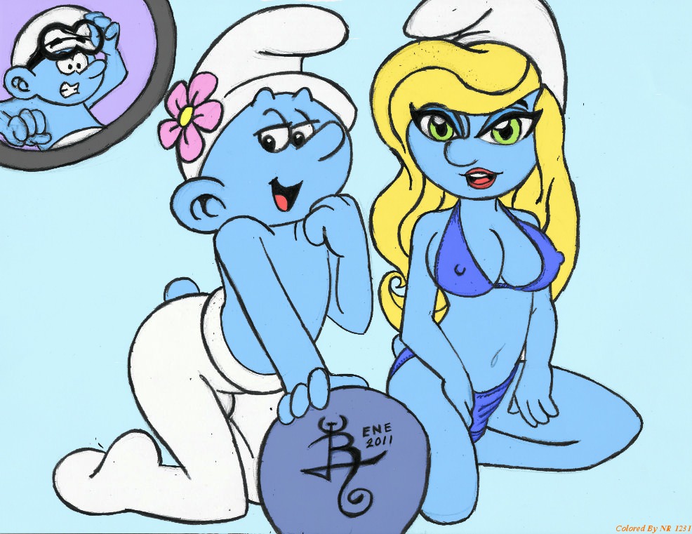 blue_skin brainy_smurf female rule34 smurfette tagme the_smurfs vanity_smurf