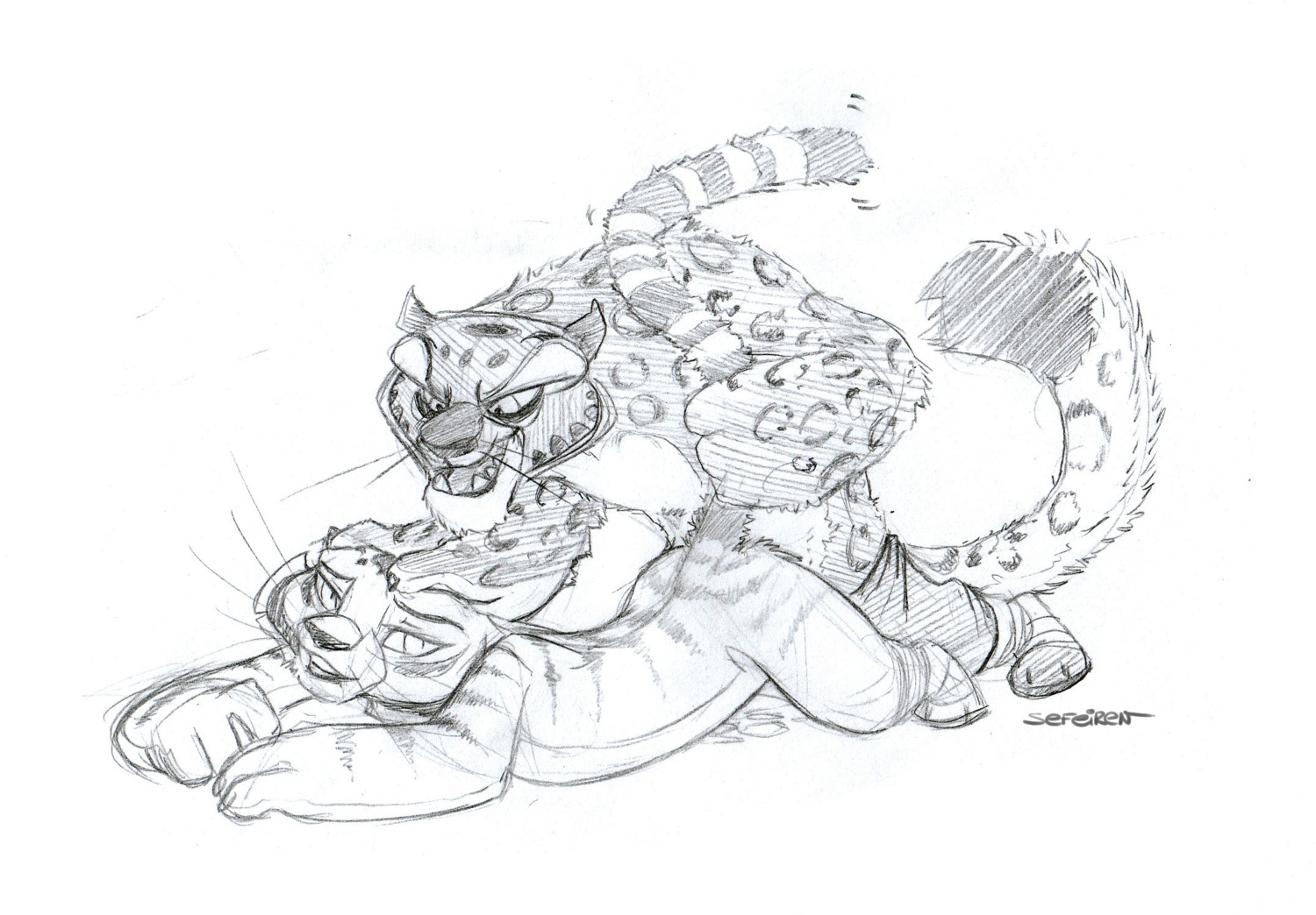 anthro clothed clothing conditional_dnp dreamworks duo e621 felid female from_behind_position hi_res interspecies kung_fu_panda leopard male male/female mammal master_tigress monochrome pantherine partially_clothed sefeiren sex snow_leopard tai_lung_(kung_fu_panda) tail tiger vaginal