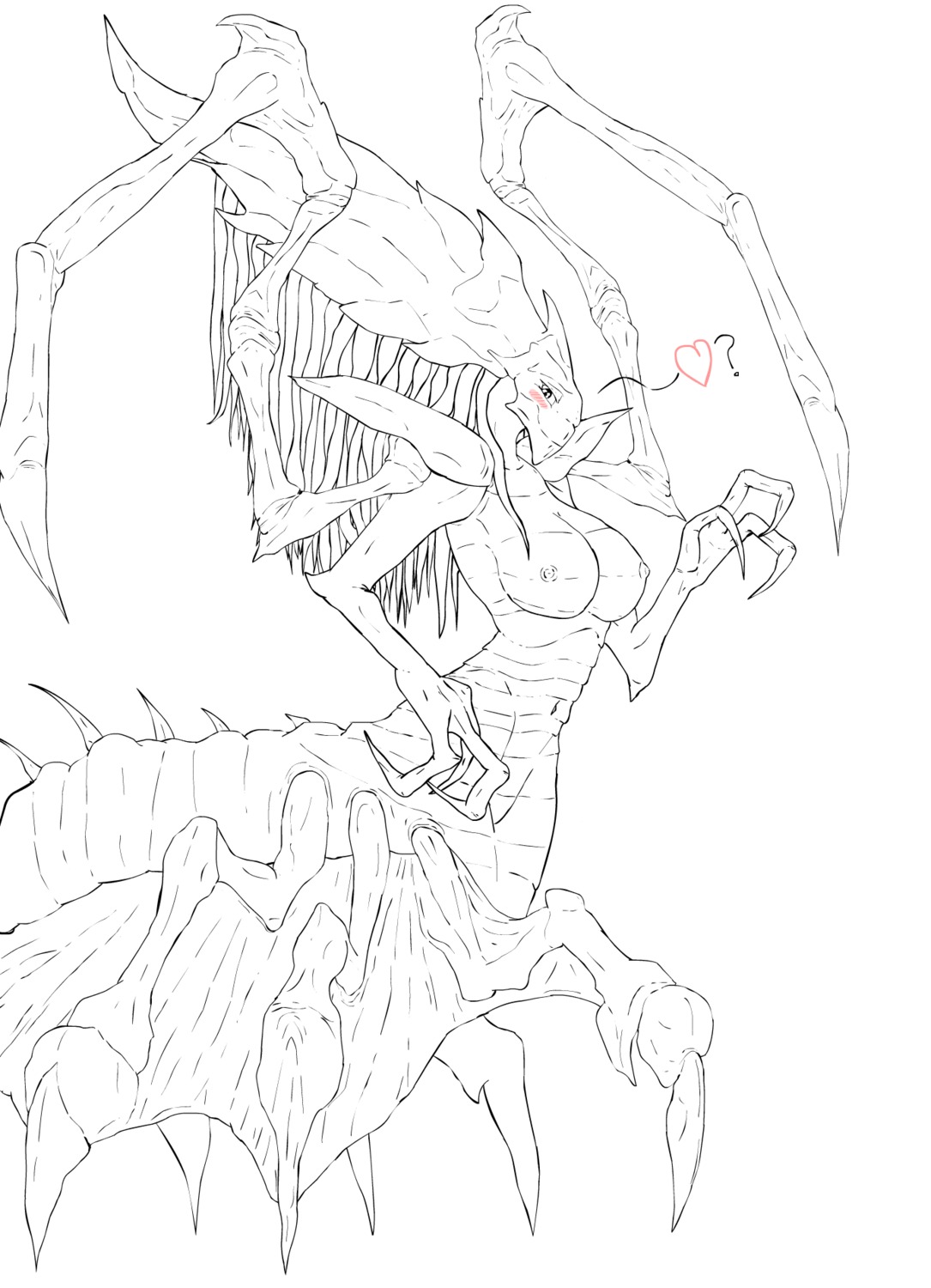 1girls breasts female female_only methados monochrome nipples queen_(starcraft) rule34 sketch solo solo_female spot_color starcraft tagme zerg