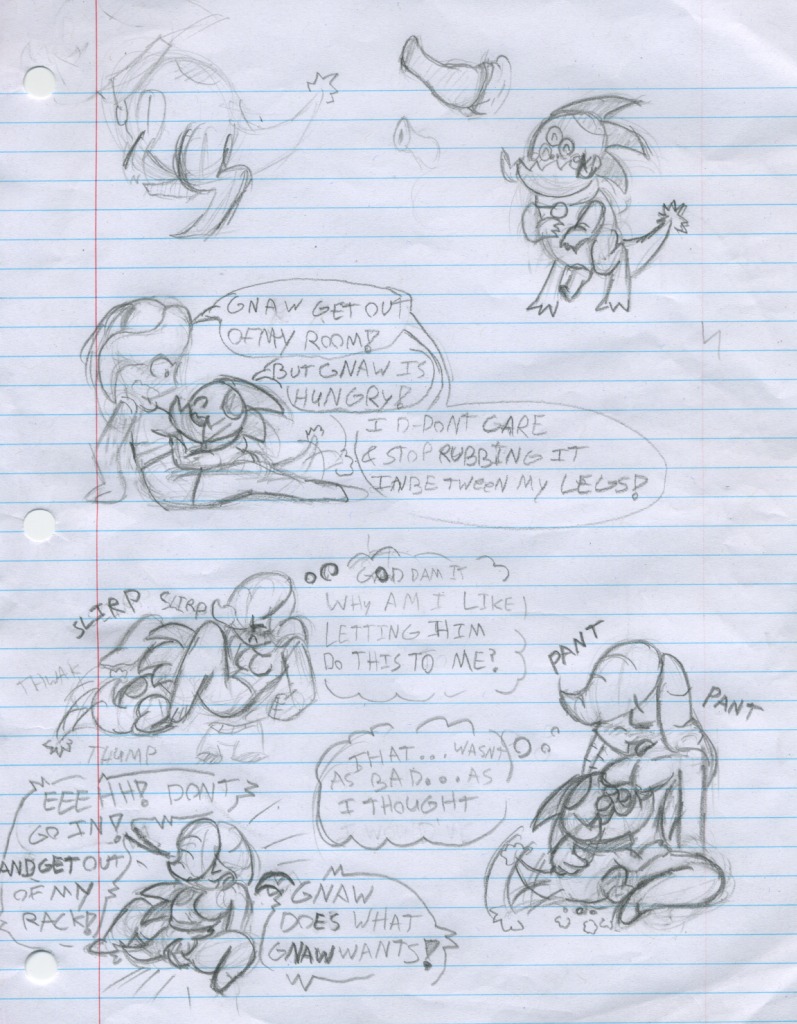 alien alien_humanoid awesomenauts catti coco_nebulon comic duo e621 english_text female gnaw_(awesomenauts) humanoid interspecies monochrome not_furry sketch text