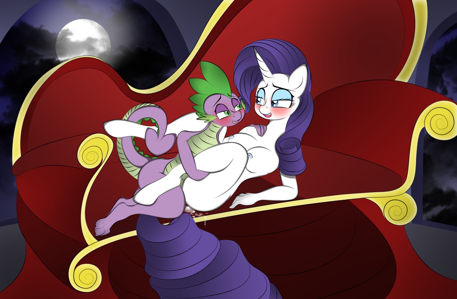 2013 absurd_res age_difference anthro anthrofied blue_eyes blush bodily_fluids breasts cum curly_hair dragon duo e621 equid equine eye_contact female friendship_is_magic from_front_position fur furniture genital_fluids green_eyes hair hasbro hi_res horn interspecies leg_grab looking_at_another lying male male/female mammal missionary_position moon my_little_pony mythological_creature mythological_equine mythological_scalie mythology night nipples on_back open_mouth purple_body purple_hair rarity_(mlp) scalie sex sofa spike_(mlp) spread_legs spreading table_lotus_position tail teeth tongue unicorn v-d-k white_body white_fur