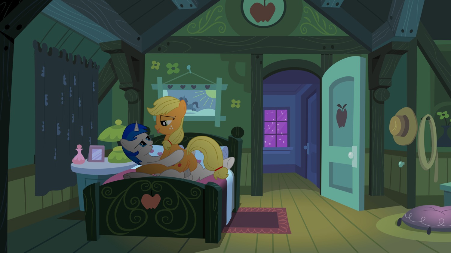 absurd_res applejack_(mlp) balls bed bedroom blonde_hair blue_eyes bodily_fluids brainstorm_(character) cowgirl_position duo e621 earth_pony equid equine erection female female_on_top female_penetrated feral freckles friendship_is_magic from_front_position furniture genital_fluids genitals green_eyes hair hasbro hi_res horn horse inside lying male male/female male_on_bottom male_penetrating male_penetrating_female mammal my_little_pony mythological_creature mythological_equine mythology nude on_back on_bed on_bottom on_top open_mouth penetration penile penile_penetration penis penis_in_vagina pony sappcup sex straddling tail tongue tongue_out unicorn vaginal vaginal_fluids vaginal_penetration vulva
