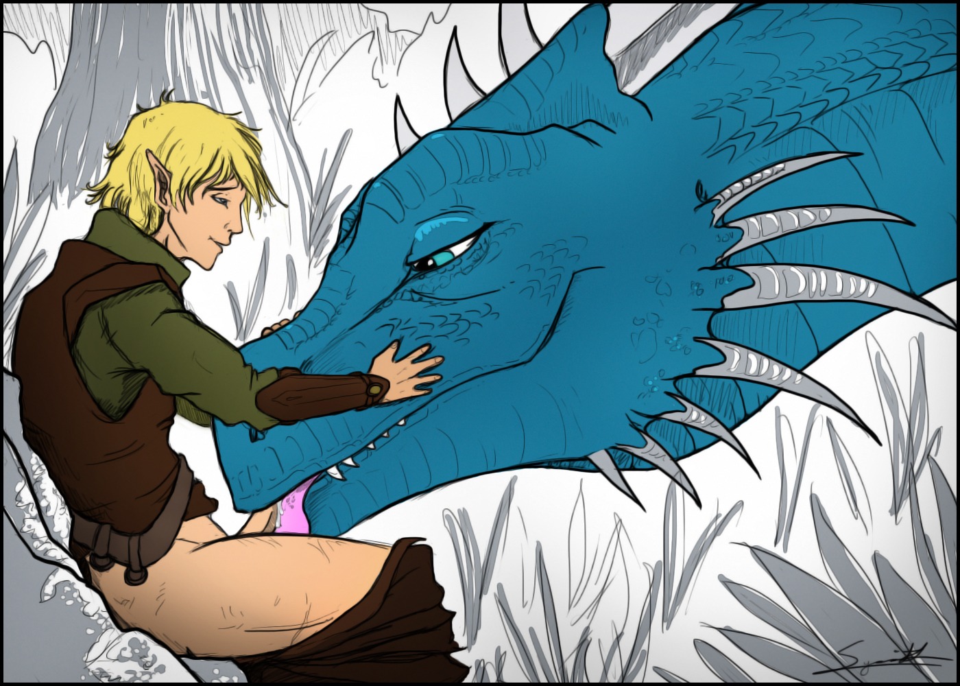 bestiality blue_body bodily_fluids body_hair bottomwear bottomwear_down close-up clothed clothing cum cum_on_tongue dragon dragon_on_human duo e621 elf eragon_(character) erection extreme_size_difference fellatio female female_(lore) feral genital_danger_play genital_fluids genitals half-closed_eyes happy happy_sex humanoid humanoid_on_feral inheritance_cycle interspecies larger_female larger_feral larger_penetrated licking male male/female male_on_feral male_penetrating mammal mythological_creature mythological_scalie mythology narrowed_eyes oral oral_penetration oversized_fellatio oversized_oral pants pants_down partially_clothed penetration penile penis penis_lick penis_on_tongue saphira scalie sex sharp_teeth size_difference smaller_humanoid smaller_male smile syrinoth teeth third-party_edit tongue tongue_out tongue_out_fellatio