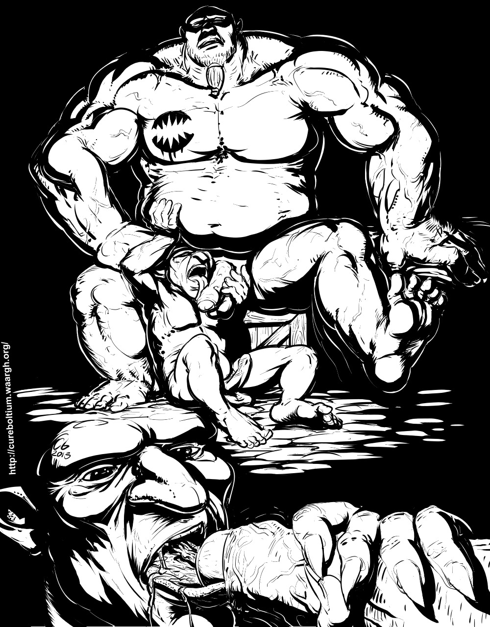 2013 5_fingers 5_toes arkail_(of_orcs_and_men) armpit_hair ball_grab balls belly big_muscles black_and_white bodily_fluids body_hair claws close-up cum cum_in_mouth cum_inside cumshot cureboltium digital_media_(artwork) drooling duo e621 ejaculation erection eyes_closed feet fellatio fingers foreskin foreskin_play genital_fluids genitals goblin hi_res holding_balls huge_muscles humanoid humanoid_genitalia humanoid_penis larger_male licking male male/male male_penetrated male_penetrating male_penetrating_male monochrome muscular muscular_male not_furry nude of_orcs_and_men open_mouth oral orc orgasm partially_retracted_foreskin pecs penetration penile penis penis_lick saliva sex sitting size_difference smaller_male spread_legs spreading styx_(of_orcs_and_men) text toes tongue tongue_in_foreskin tongue_out url vein