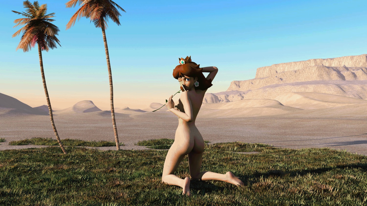 1girls 3d ass barefoot darklordiiid feet female female_only garry's_mod human mario_(series) nintendo nude nude_female princess_daisy rule34 soles solo