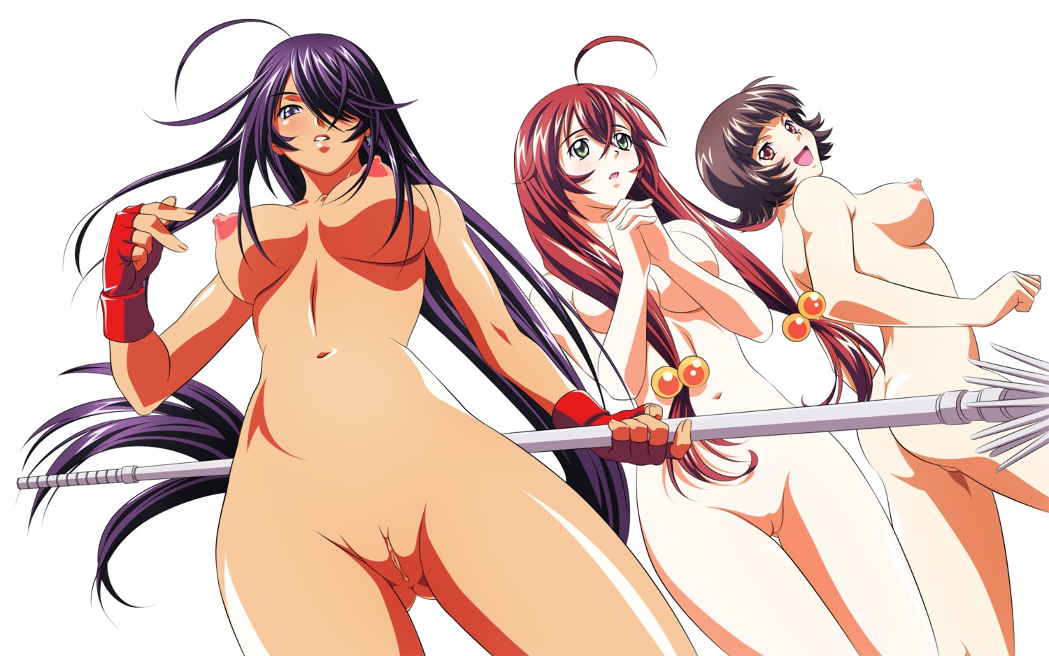3girls ass breasts erect_nipples female female_only highres ikkitousen innie_pussy kanu_unchou legs multiple_females multiple_girls navel nipples nude nude_filter pussy rule34 thighs uncensored