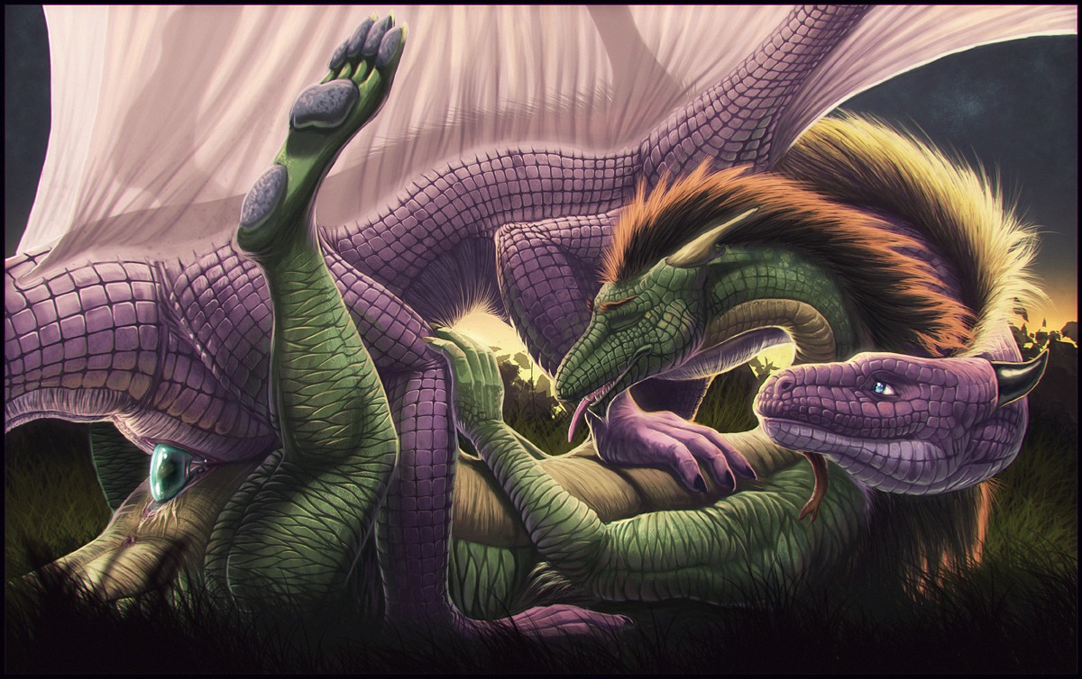 2014 animal_genitalia anus artonis asian_mythology blue_eyes bodily_fluids clitoral_hood clitoris detailed_background dildo double_dildo dragon duo e621 east_asian_mythology eastern_dragon eyes_closed female female/female feral feral_on_feral forked_tongue from_front_position genital_fluids genitals grass green_body green_scales hair horn legs_up looking_pleasured lying mane membrane_(anatomy) membranous_wings missionary_position mythological_creature mythological_scalie mythology on_back pawpads penetration plant purple_body purple_scales scales scalie sex sex_toy straddling tail tongue tongue_out vaginal vaginal_fluids vaginal_penetration vulva wings