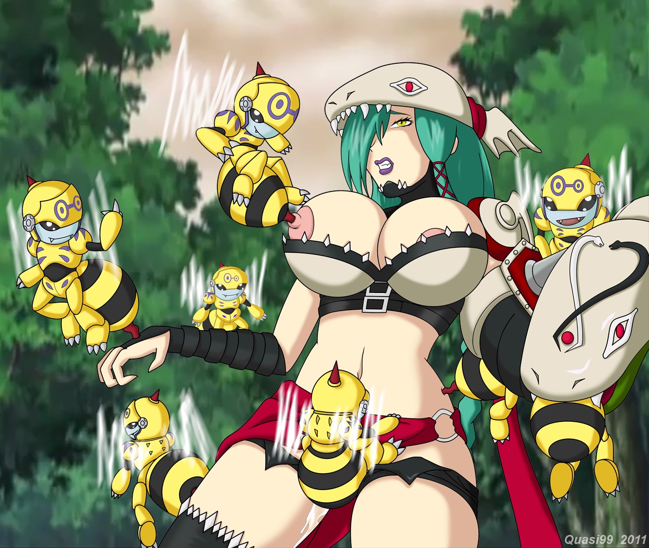 2011 amazon amazonian bad_end bee braid braided_hair broken_rape_victim crest_of_knowledgedigimon crests_(digimon) digimon digimon_(species) digimon_xros_wars female femsub green_hair honeybeemon long_hair mervamon mind_break quasi99 rape rule34 stinger very_long_hair