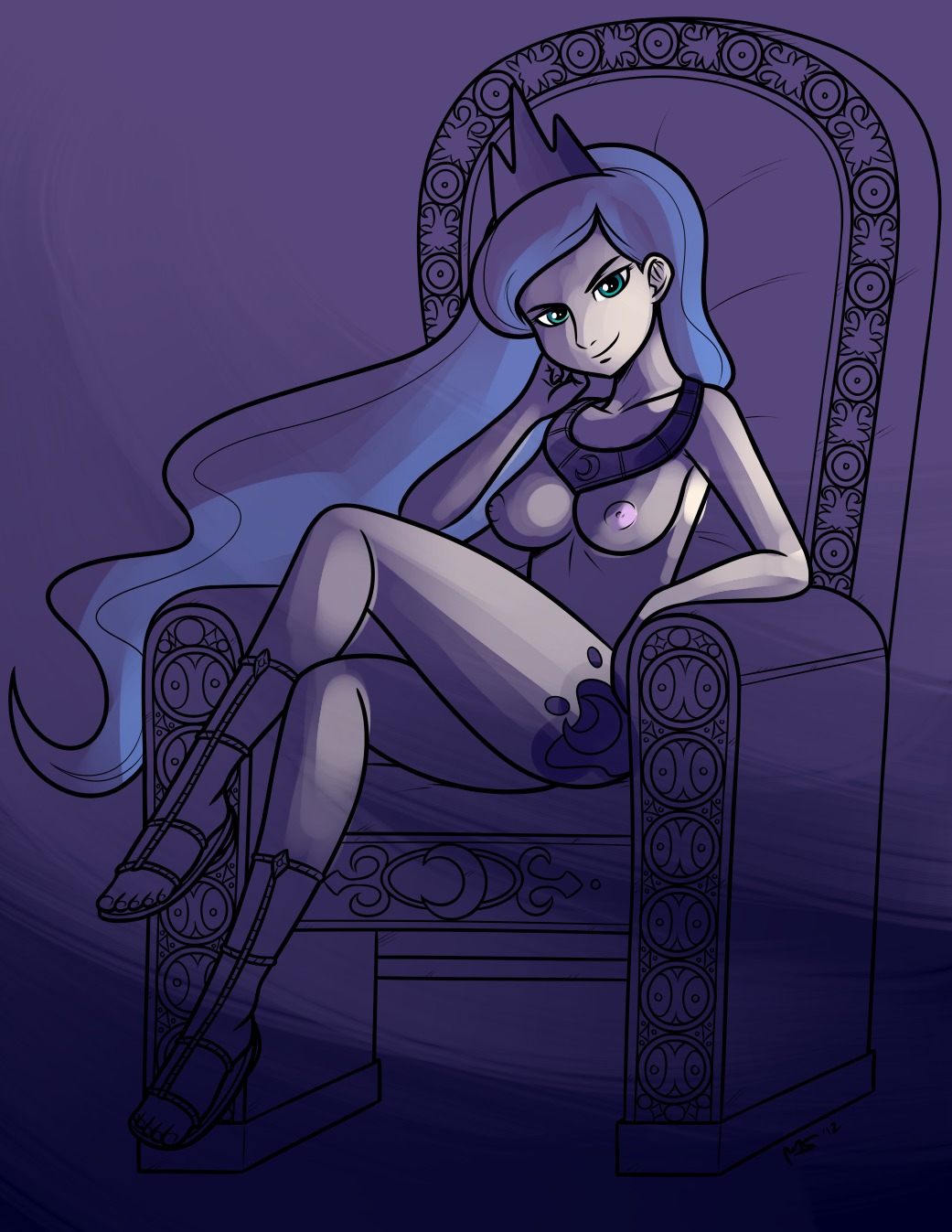 2012 blue_hair female female_only friendship_is_magic human humanized megasweet my_little_pony princess_luna_(mlp) rule34 smooth_skin solo tagme
