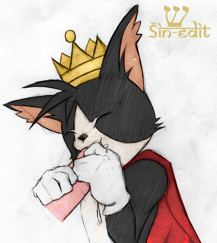 anthro black_body black_fur black_nose bodily_fluids cait_sith_(ff7) cape cat-sith celtic_mythology clothing crown cum cum_in_mouth cum_inside duo e621 erection european_mythology eyes_closed felid fellatio final_fantasy final_fantasy_vii fur genital_fluids genitals gloves handwear headgear male male/male male_penetrated male_penetrating male_penetrating_male mammal mythology oral oral_penetration penetration penile penis sex shin-edit solo_focus square_enix white_body white_fur