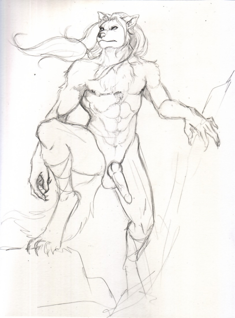 2011 anthro biped canid canine canis e621 erection front_view full-length_portrait genitals godzuki graphite_(artwork) greyscale male mammal monochrome muscular muscular_anthro muscular_male nude penis portrait simple_background sketch solo standing stare tail traditional_media_(artwork) vp1940 white_background wolf