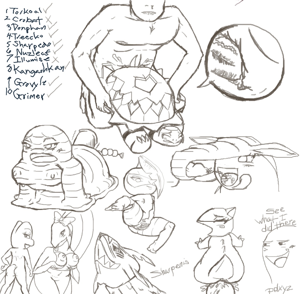 bow breasts checklist cum cum_in_mouth cute dildo donphan female grimer grovyle kangaskhan nintendo nipples nuzleaf open_mouth pdxyz pok&eacute;mon_(species) pokemon pokemon_(species) pokephilia pussy rule34 sharpedo torkoal toys treecko
