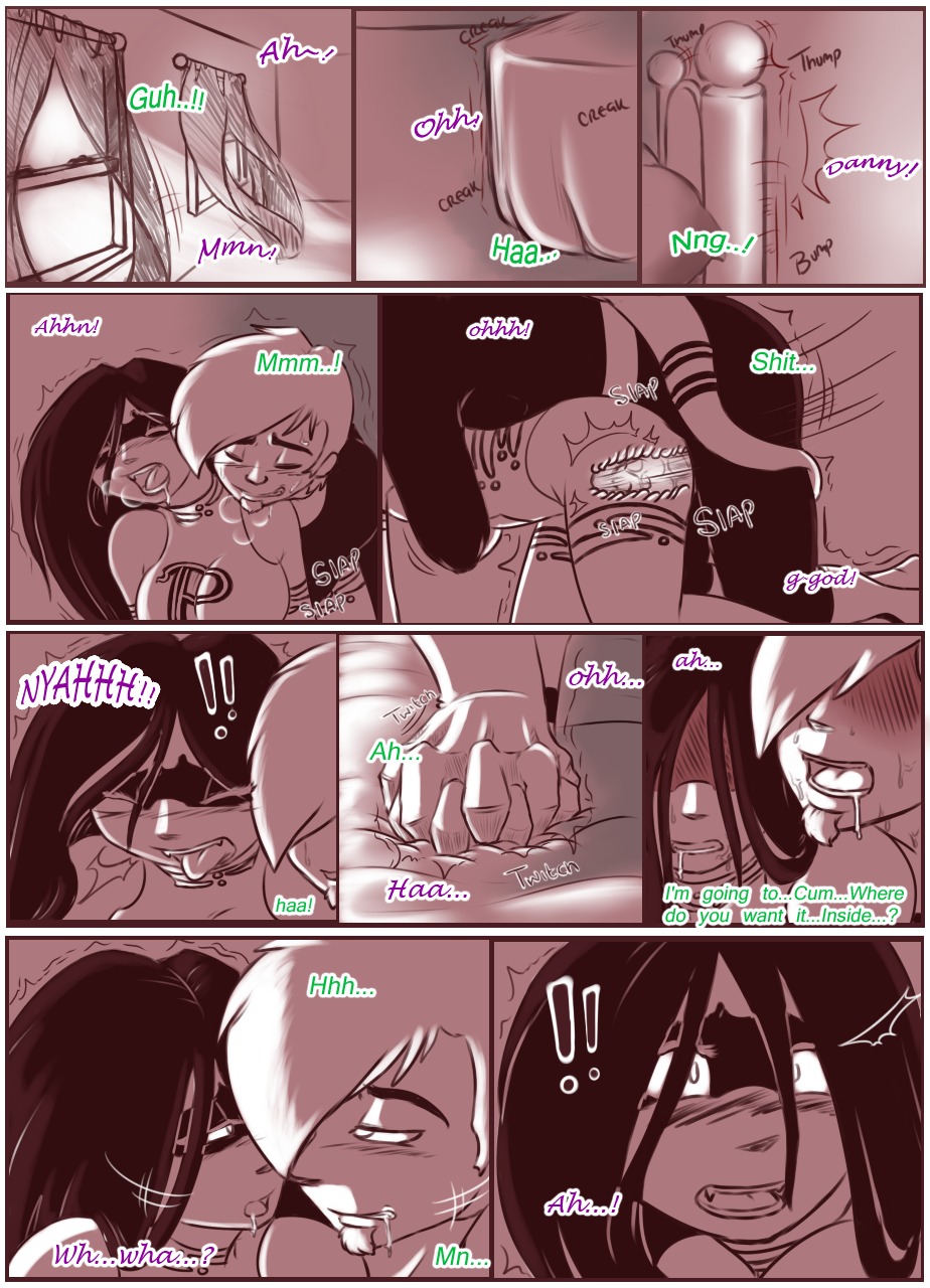 all_fours bed black_hair blush bodily_fluids bubble_kitten17 clothing comic danny_fenton danny_phantom doggystyle duo e621 erection exclamation_point female female_penetrated from_behind_position furniture genitals ghost grabbing_sheets hair hi_res human internal male male/female male_penetrating male_penetrating_female mammal nickelodeon not_furry penetration penile penile_penetration penis penis_in_vagina phantasy saliva sex shirt spirit tail topwear vaginal vaginal_penetration window